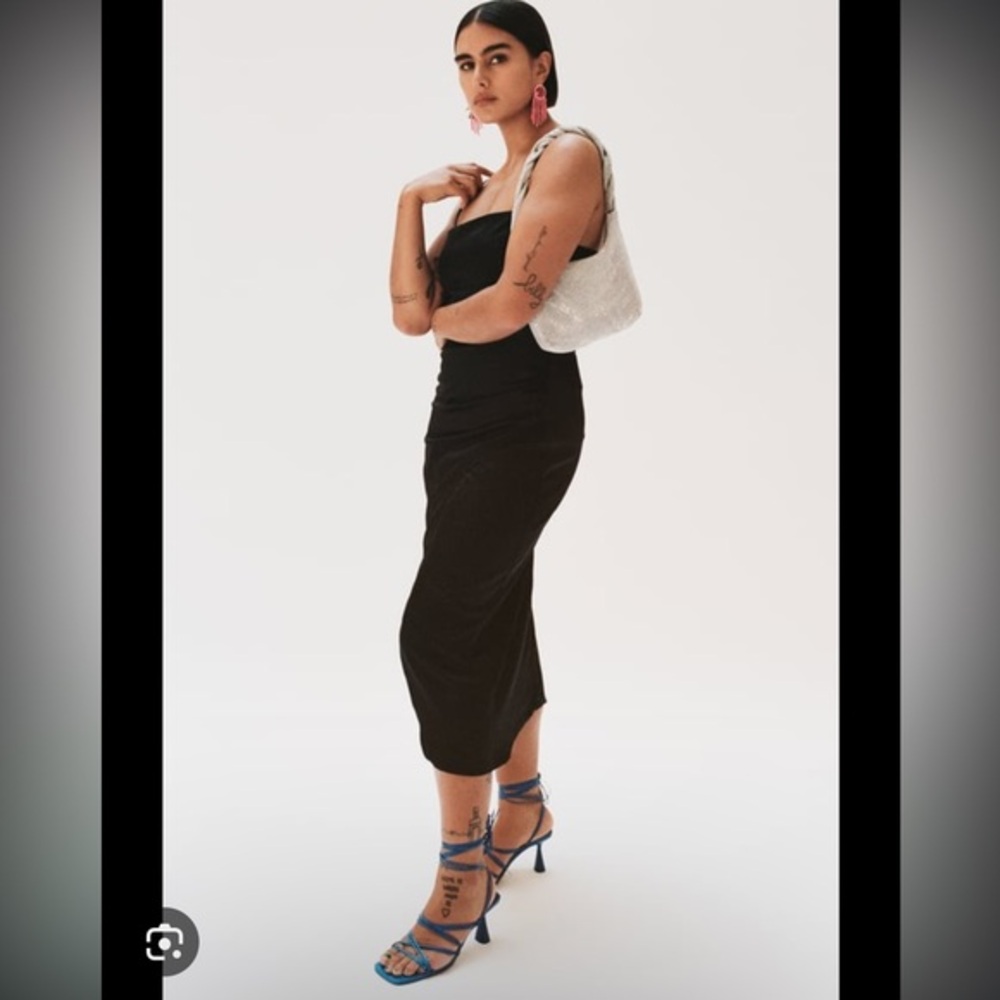 Zara satin effect cutout midi dress